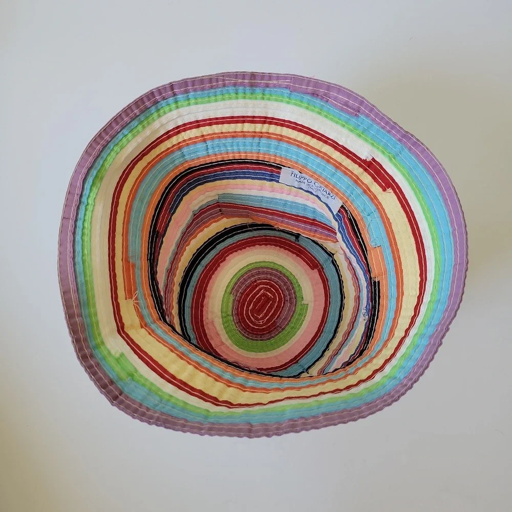 Filippo Catarzi Bucket Hat Multicolor Woven Stripe Ribbon Festival Vintage Y2K‎